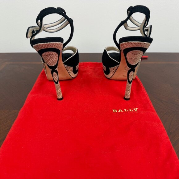 Bally Black with Python Leather Trim Heels - Picture 4 of 5